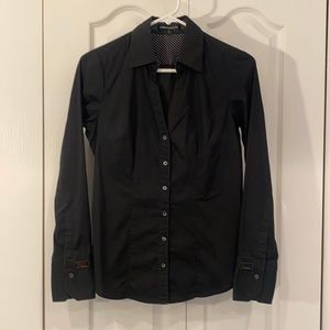 Express design studio black women’s tailors button down dress shirt size S